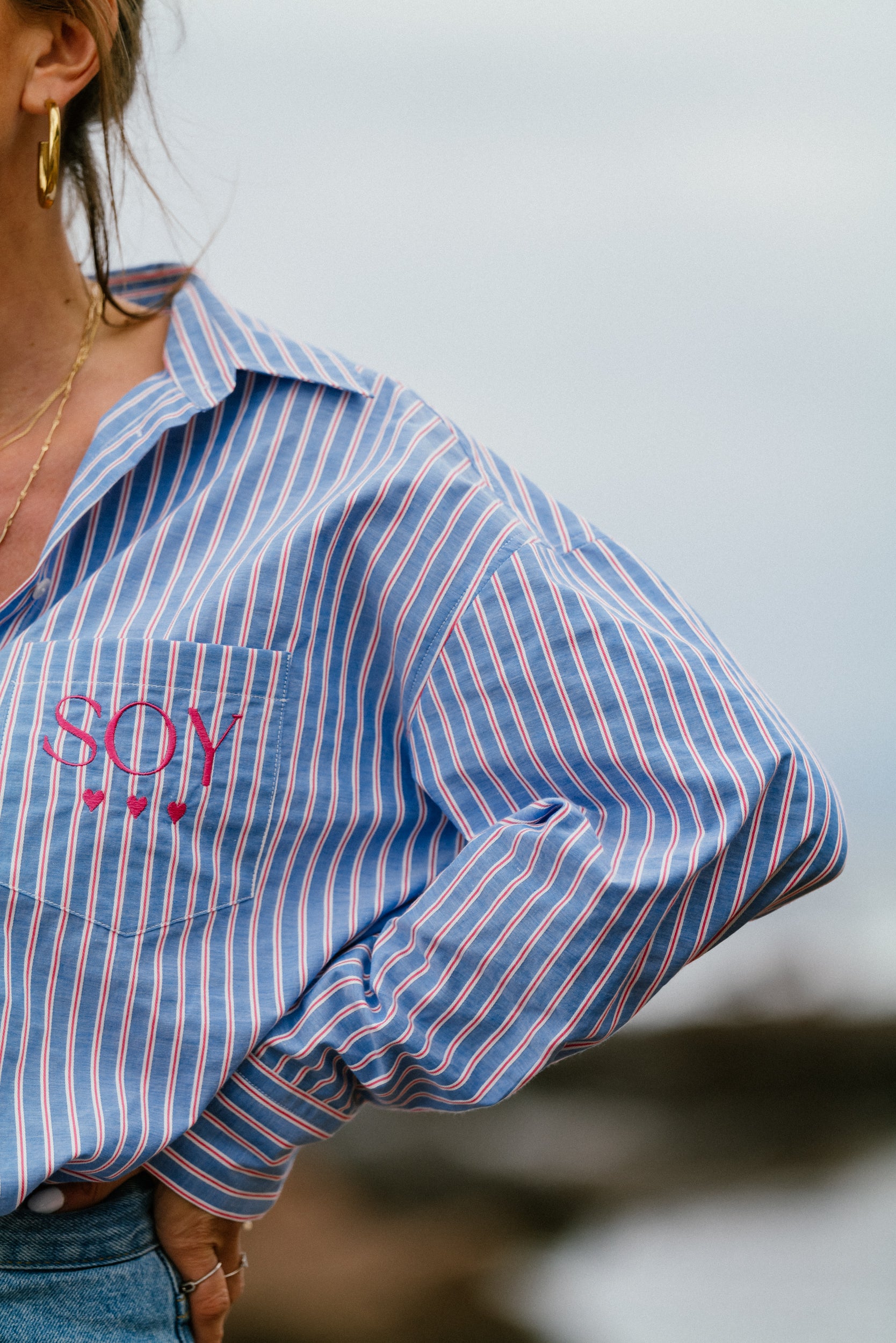 Chemise JOY rayures coloris bleu